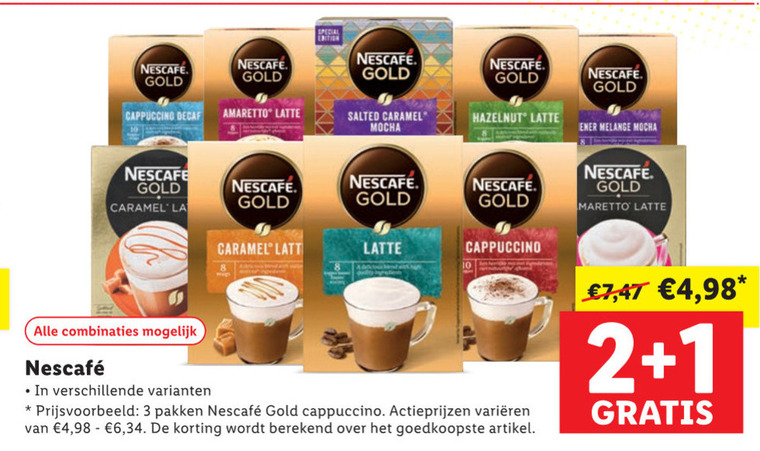 Nescafe   oploskoffie folder aanbieding bij  Lidl - details