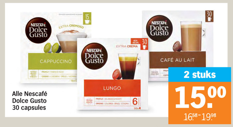 Nescafe   dolce gusto capsules folder aanbieding bij  Albert Heijn - details