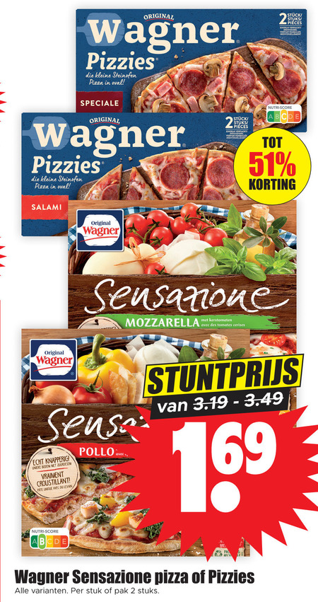 Wagner   diepvriespizza folder aanbieding bij  Dirk - details