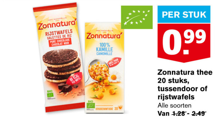 Zonnatura   rijstwafels, thee folder aanbieding bij  Hoogvliet - details