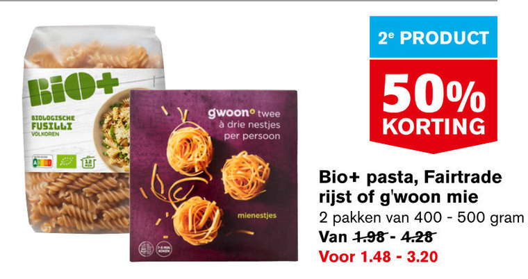 Gwoon   pasta, mie folder aanbieding bij  Hoogvliet - details