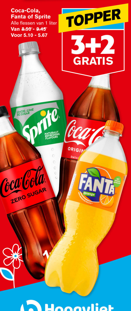 Fanta   frisdrank, cola folder aanbieding bij  Hoogvliet - details