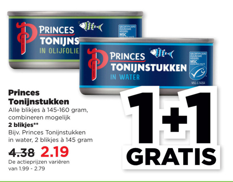 Princes   tonijn in blik folder aanbieding bij  Plus - details