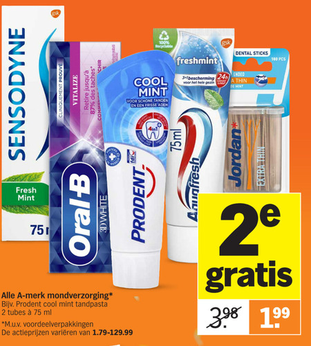 Alle merken   tandpasta, tandenstokers folder aanbieding bij  Albert Heijn - details