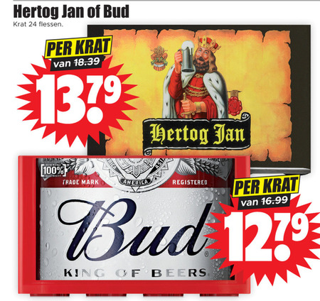 Bud   krat bier folder aanbieding bij  Dirk - details