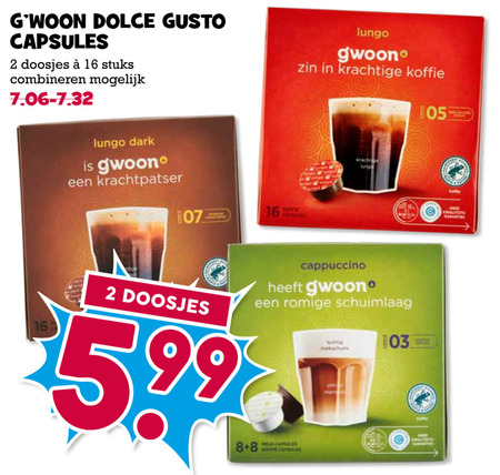 Gwoon   dolce gusto capsules folder aanbieding bij  Boons Markt - details