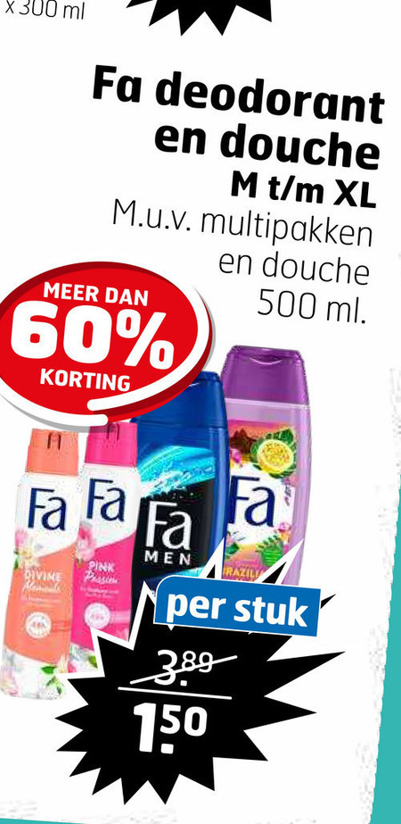 Fa   douchegel, deodorant folder aanbieding bij  Trekpleister - details