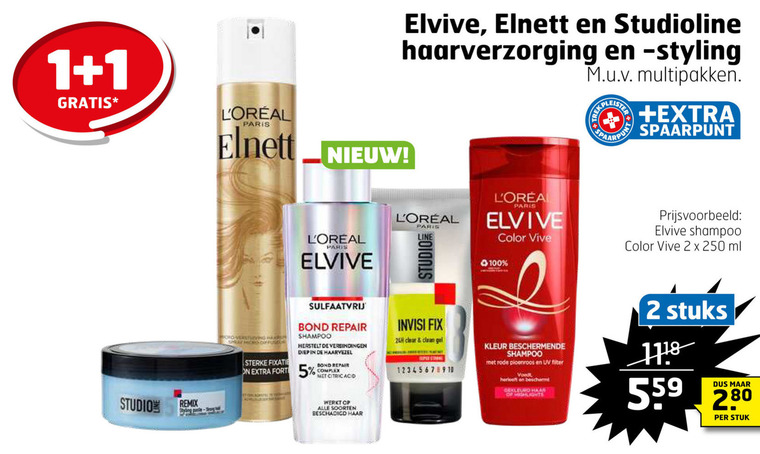 Elnett   haarverzorging, hairspray folder aanbieding bij  Trekpleister - details