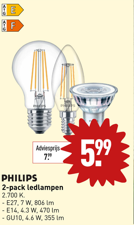 Philips   led lamp folder aanbieding bij  Aldi - details