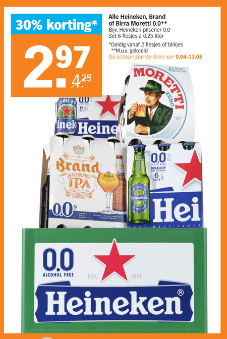 Brand   blikje bier, alcoholvrij bier folder aanbieding bij  Albert Heijn - details