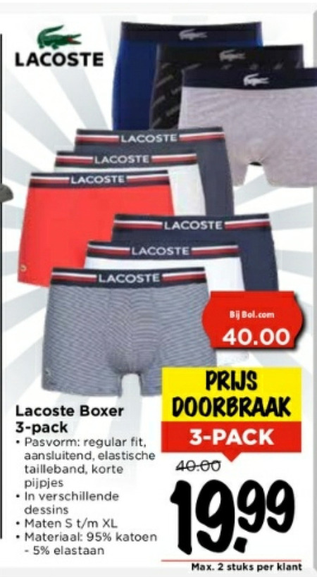 springen Couscous warm Lacoste heren boxershort folder aanbieding bij Vomar - details