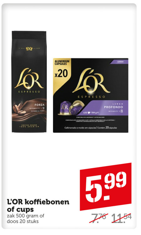 Douwe Egberts L Or   koffiebonen, koffiecups folder aanbieding bij  Coop - details