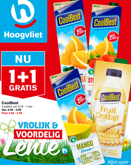 Coolbest   vruchtensap, fruitsmoothie folder aanbieding bij  Hoogvliet - details