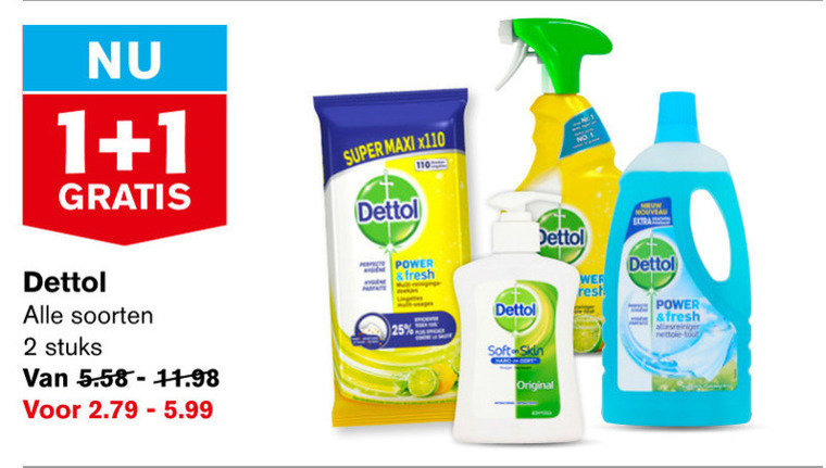 Dettol   allesreiniger, vochtige schoonmaakdoekjes folder aanbieding bij  Hoogvliet - details