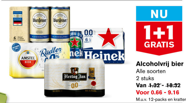 Heineken   alcoholvrij bier, blikje bier folder aanbieding bij  Hoogvliet - details