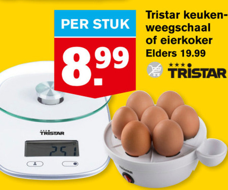 rooster ik heb honger Hubert Hudson Tristar eierkoker, keukenweegschaal folder aanbieding bij Hoogvliet -  details