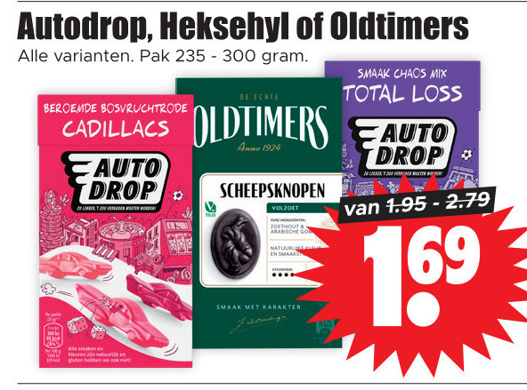 Oldtimers   snoep, drop folder aanbieding bij  Dirk - details