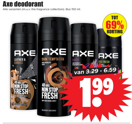 Axe   deodorant folder aanbieding bij  Dirk - details