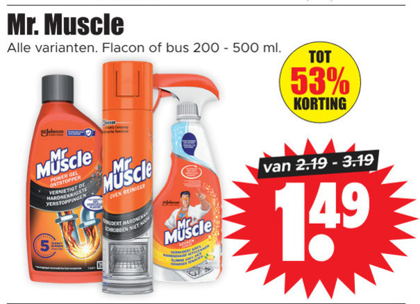 Mr Muscle   ovenreiniger, ontstopper folder aanbieding bij  Dirk - details