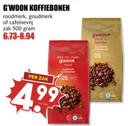 Gwoon   koffiebonen folder aanbieding bij  MCD Supermarkt Basis - details