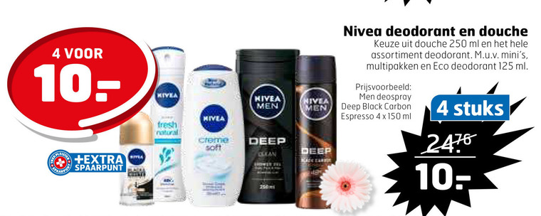 Nivea   deodorant, douchegel folder aanbieding bij  Trekpleister - details