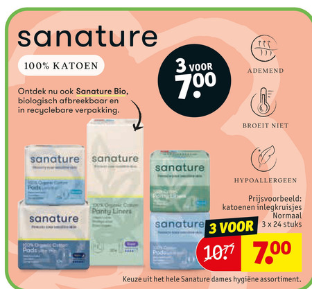 Sanature   inlegkruisjes, maandverband folder aanbieding bij  Kruidvat - details