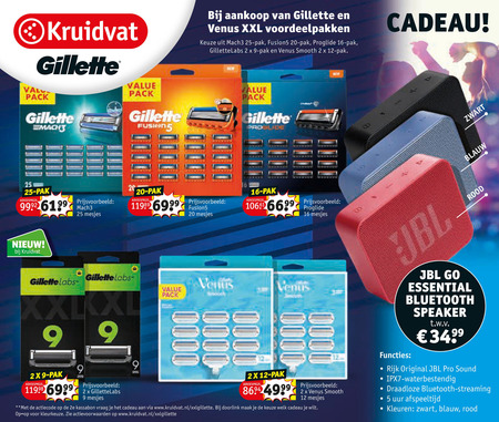 Gillette   scheermesjes folder aanbieding bij  Kruidvat - details