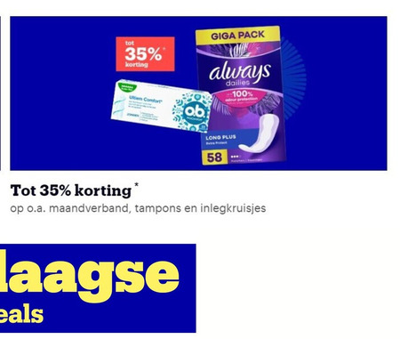 O.B.   tampons, maandverband folder aanbieding bij  Bol.com - details