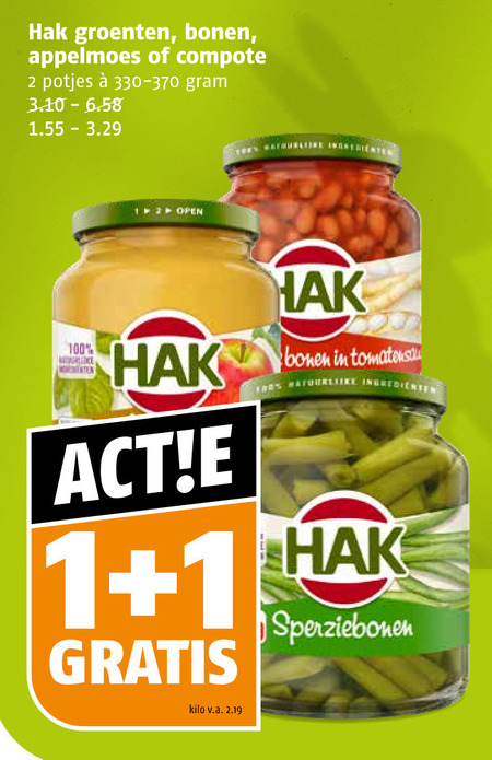 Hak groenteconserven, appelmoes folder aanbieding Poiesz - details