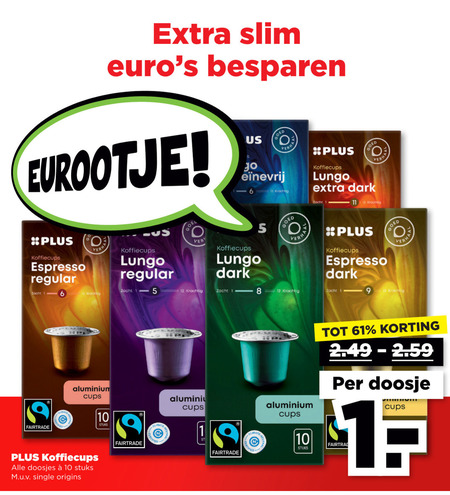 Plus Huismerk   koffiecups folder aanbieding bij  Plus&nbsp;Vandaag - details