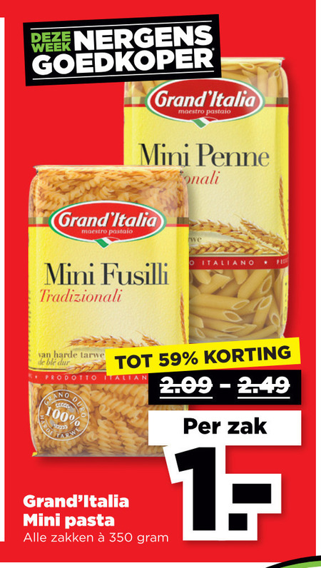 Grand Italia   fusilli, penne   folder aanbieding bij  Plus - details