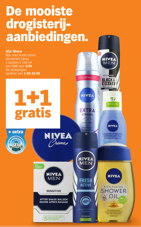 reservering ticket geïrriteerd raken Nivea douchegel, gezichtsverzorging folder aanbieding bij Albert Heijn -  details