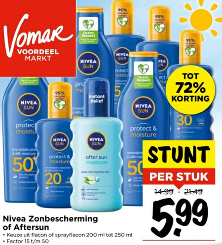 Nivea   zonnebrandolie, aftersun folder aanbieding bij  Vomar - details