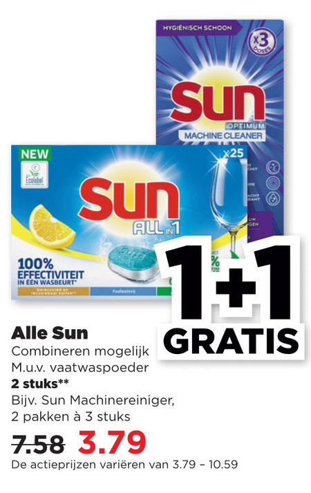 Sun   vaatwasmiddel, vaatwasmachinereiniger folder aanbieding bij  Plus - details