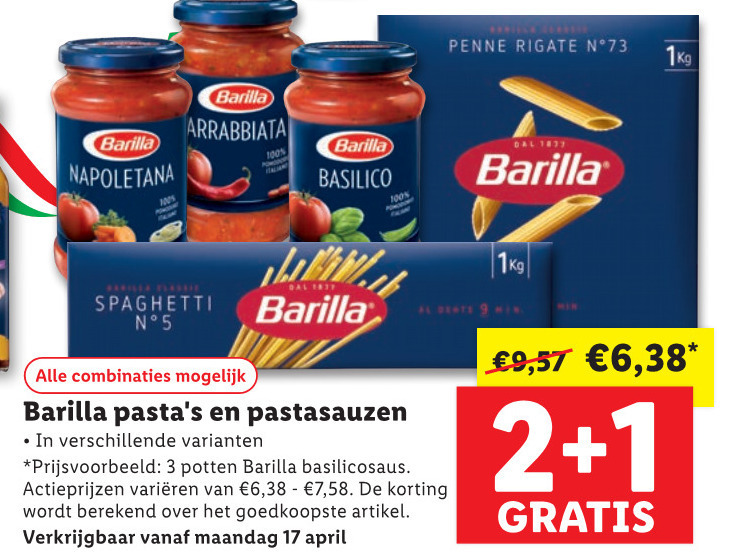 Barilla   pastasaus, pasta folder aanbieding bij  Lidl - details