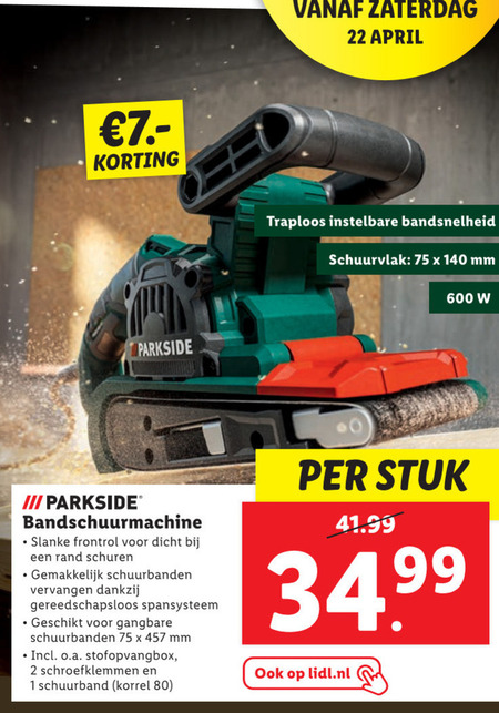 Parkside   bandschuurmachine folder aanbieding bij  Lidl - details