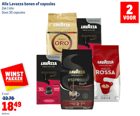 Lavazza   koffiecups, koffiebonen folder aanbieding bij  Makro - details