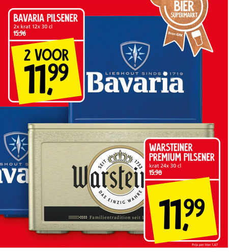 Warsteiner   krat bier folder aanbieding bij  Jan Linders - details