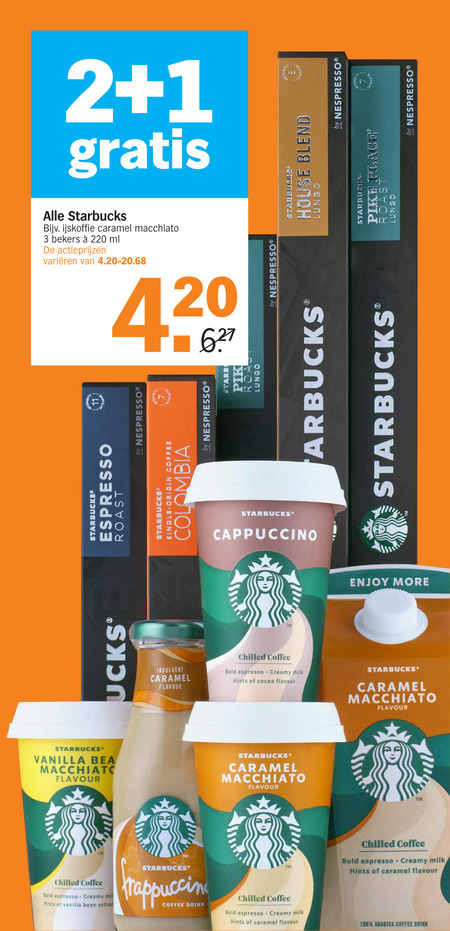 Starbucks   ijskoffie, koffiebonen folder aanbieding bij  Albert Heijn - details