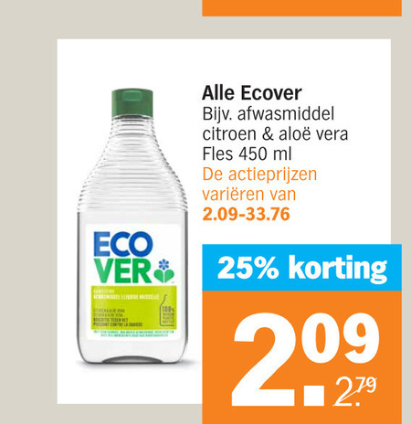 Ecover afwasmiddel folder aanbieding bij Albert Heijn - details
