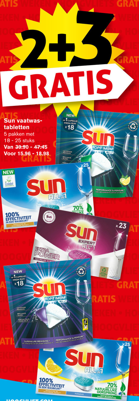 Sun   vaatwasmiddel folder aanbieding bij  Hoogvliet - details