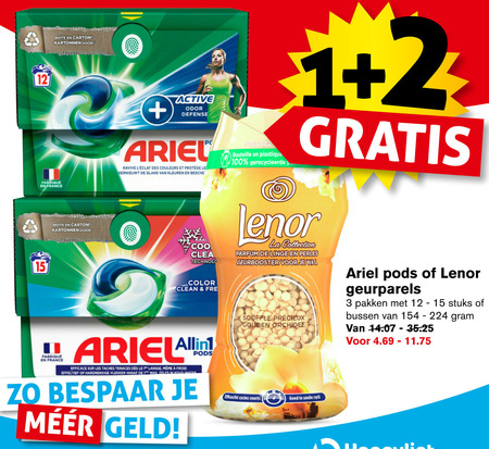 Lenor   wasverzachter, wasmiddel folder aanbieding bij  Hoogvliet - details