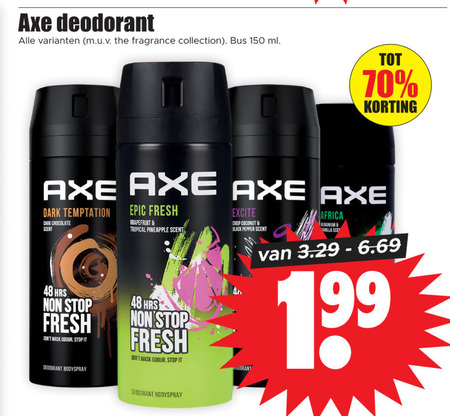 Axe   deodorant folder aanbieding bij  Dirk - details