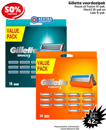 Gillette   scheermesjes folder aanbieding bij  Trekpleister - details
