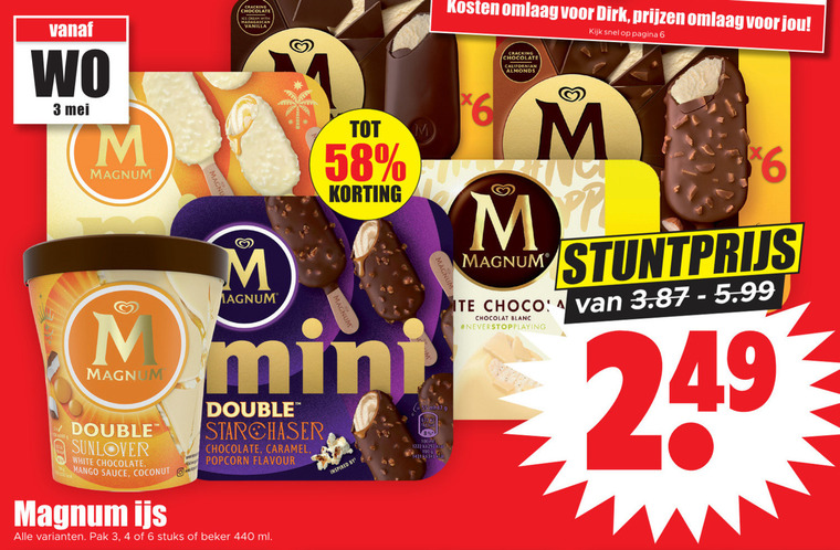 Magnum   ijsspecialiteit, ijslollies folder aanbieding bij  Dirk - details