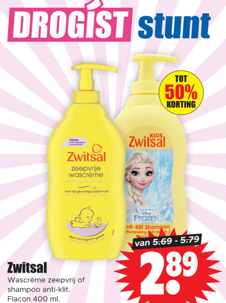 Fluisteren En team leider Zwitsal babyshampoo folder aanbieding bij Dirk - details