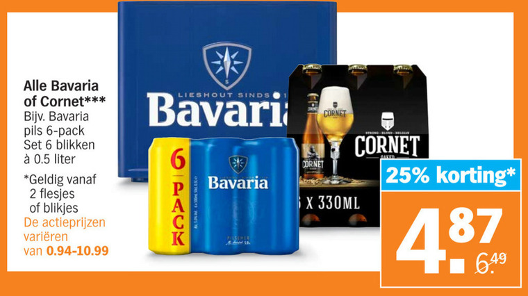 eetbaar Zenuw raket Bavaria krat bier, blikje bier folder aanbieding bij Albert Heijn - details