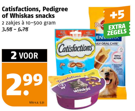 Pedigree   kattensnacks, hondensnacks folder aanbieding bij  Poiesz - details