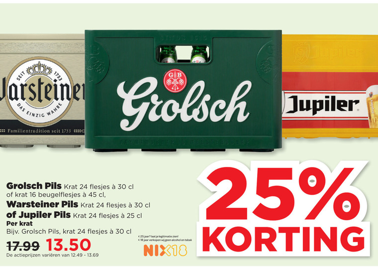 Jupiler krat bier folder aanbieding bij Plus details