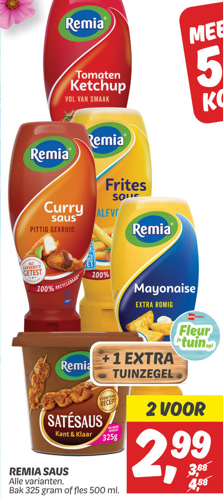 Remia   mayonaise, satesaus folder aanbieding bij  Dekamarkt - details